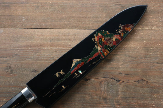 Takeshi Saji Blue Steel No.2 Colored Damascus Maki-e Art Gyuto 240mm Lacquered Handle - Seisuke Knife