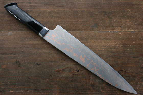 Takeshi Saji Blue Steel No.2 Colored Damascus Maki-e Art Gyuto Japanese Knife 240mm Lacquered Handle - Seisuke Knife