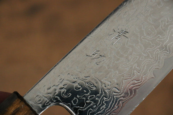 Seisuke VG10 Mirrored Finish Damascus Santoku 165mm with Oak Handle - Seisuke Knife