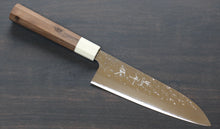  Yu Kurosaki Senko SG2 Hammered Small Santoku 150mm with Walnut Handle - Seisuke Knife