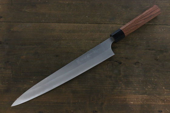 Yoshimi Kato Blue Super Clad Nashiji Sujihiki-Slicer Japanese Chef Knife 270mm with Black Honduras Handle - Seisuke Knife