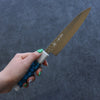 Yu Kurosaki Senko R2/SG2 Hammered Petty-Utility 150mm Turquoise(With Double White Ring) Handle - Seisuke Knife