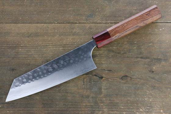 Yoshimi Kato Silver Steel No.3 Hammered Bunka Japanese Chef Knife 165mm with Red Honduras Handle - Seisuke Knife