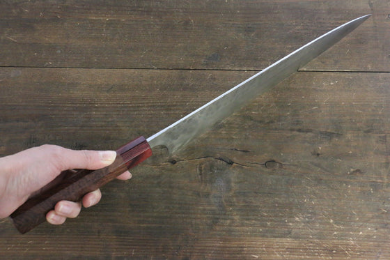 Yoshimi Kato Silver Steel No.3 Hammered Sujihiki Japanese Chef Knife 270mm with Red Honduras Handle - Seisuke Knife
