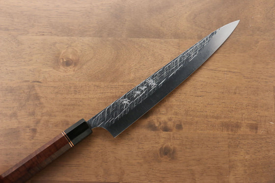 Yu Kurosaki Raijin Cobalt Special Steel Hammered Sujihiki 240mm Special handle 1 Handle - Seisuke Knife