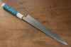 Yu Kurosaki Senko SG2 Hammered Sujihiki 270mm Turquoise(With Double White Ring) Handle - Seisuke Knife