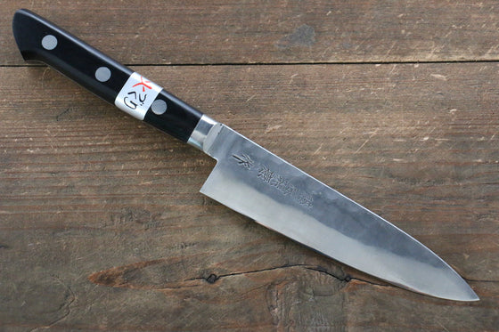 Fujiwara Teruyasu Maboroshi White Steel No.1 Nashiji Hammered Petty-Utility  130mm with Black Pakkawood Handle - Seisuke Knife