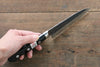 Fujiwara Teruyasu Denka Blue Super Black Finished Petty-Utility 120mm with Black Pakkawood Handle - Seisuke Knife