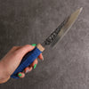 Yoshimi Kato Minamo R2/SG2 Hammered Petty-Utility Japanese Knife 120mm Blue western style Handle - Seisuke Knife