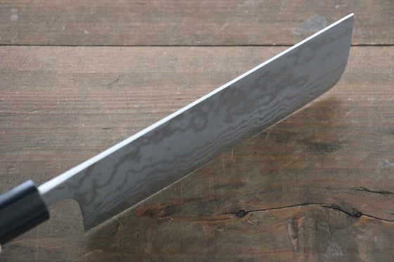Ogata White Steel No.2 Damascus Migaki Finished Nakiri  165mm with Shitan Handle - Seisuke Knife