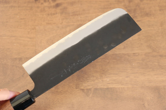 Nao Yamamoto Blue Steel No.2 Kurouchi Nakiri 180mm with Walnut Handle - Seisuke Knife
