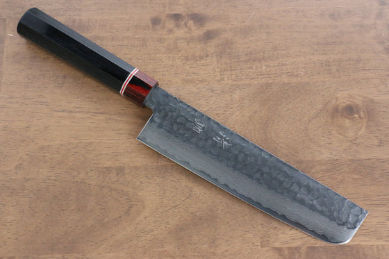 Seisuke VG10 Damascus Nakiri 180mm Black Pakka wood Handle - Seisuke Knife