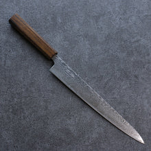  Seisuke Nami AUS10 Mirrored Finish Damascus Sujihiki  240mm Oak Handle - Seisuke Knife