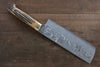 Takeshi Saji VG10 Black Damascus Nakiri 170mm Brown Cow Bone Handle - Seisuke Knife
