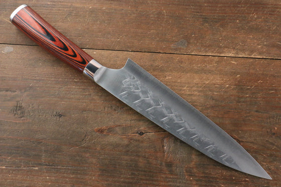 Takeshi Saji SRS13 Hammered Gyuto Japanese Knife 210mm Red Pakka wood Handle - Seisuke Knife