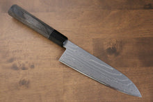  Kajin Cobalt Special Steel Damascus Santoku  180mm with Gray Wood Handle - Seisuke Knife