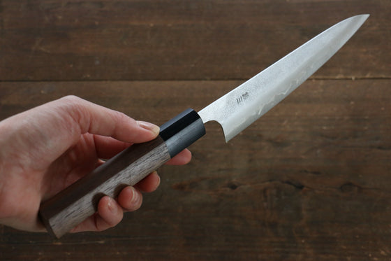 Yamamoto Silver Steel No.3 Nashiji Petty Japanese Chef Knife 150mm with Walnut Handle - Seisuke Knife