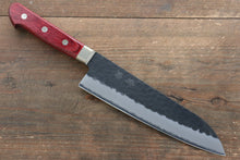  Seisuke Kurobeni Blue Super Hammered Kurouchi Santoku 185mm with Red Pakkawood Handle - Seisuke Knife