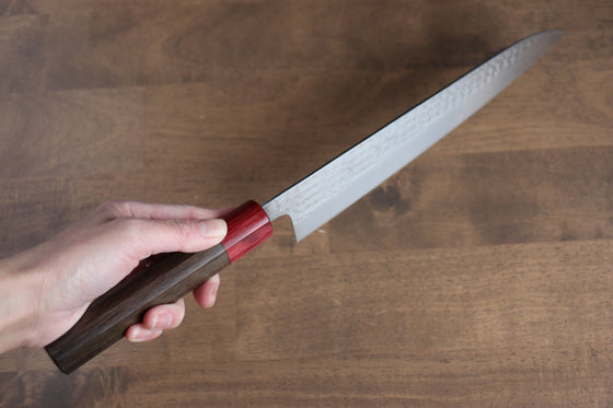 Yu Kurosaki Senko R2/SG2 Hammered Gyuto 240mm Shitan (ferrule: Red Pakka wood) Handle - Seisuke Knife