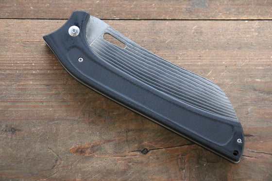 Takeshi Saji R2/SG2 Damascus Folding Santoku Japanese Knife 130mm with Carbon Fiber Handle - Seisuke Knife