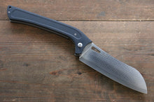  Takeshi Saji SG2 Damascus Folding Santoku 130mm with Carbon Fiber Handle - Seisuke Knife