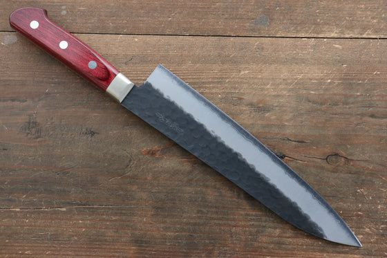 Seisuke Kurobeni Blue Super Hammered Kurouchi Gyuto  210mm with Red Pakkawood Handle - Seisuke Knife