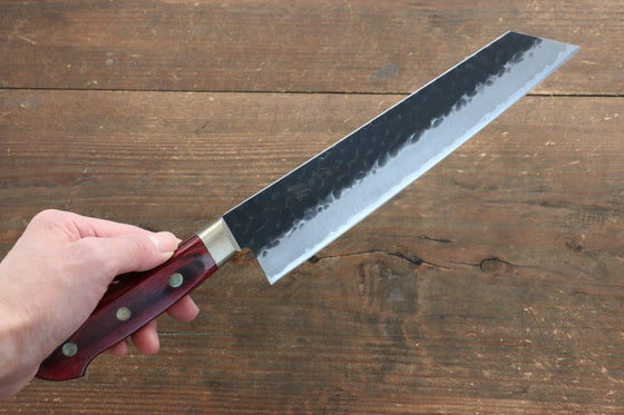 Seisuke Kurobeni Blue Super Hammered Kurouchi Kiritsuke Gyuto Japanese Knife 210mm Red Pakka wood Handle - Seisuke Knife