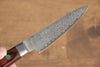 Seisuke Mokusei ZA-18 Mirrored Finish Damascus Petty-Utility 80mm Brown Pakka wood Handle - Seisuke Knife