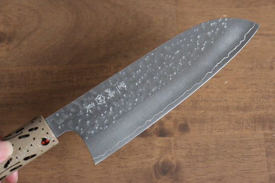 Makoto Kurosaki Tentoumushi SG2 Maru Hammered Santoku 165mm with Lacquered Wood Handle - Seisuke Knife