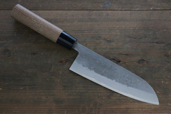 Seisuke Blue Steel No.2 Nashiji Santoku Japanese Knife 165mm Chestnut Handle - Seisuke Knife