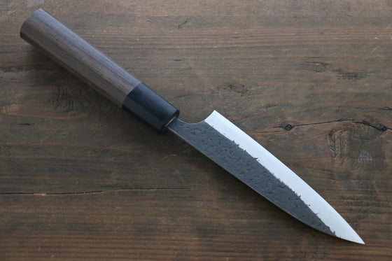 Yu Kurosaki Blue Super Clad Hammered Kurouchi Petty Japanese Chef Knife 120mm - Seisuke Knife