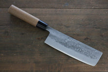  Seisuke Blue Steel No.2 Nashiji Nakiri Japanese Knife 165mm Chestnut Handle - Seisuke Knife