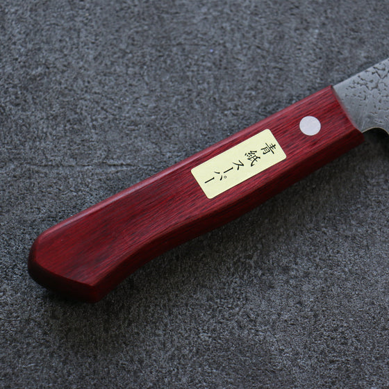 Seisuke Blue Super Hammered Santoku 165mm Red Pakka wood Handle - Seisuke Knife