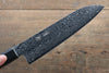 Seisuke AUS10 Damascus Santoku Japanese Knife 180mm with Shitan Handle - Seisuke Knife