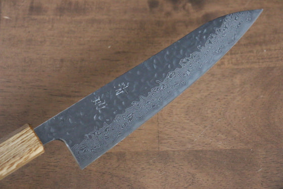 Seisuke Tsukikage AUS10 Migaki Finished Hammered Damascus Gyuto 180mm Oak Handle - Seisuke Knife