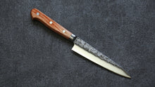  Takamura Knives Chromax Steel Hammered Petty-Utility  130mm Brown Pakka wood Handle - Seisuke Knife