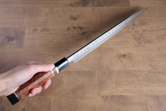 Yu Kurosaki Shizuku SPG2 Hammered Yanagiba  300mm Chinese Quince with Double Water Buffalo Ring Handle - Seisuke Knife
