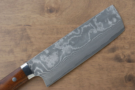 Takeshi Saji VG10 Black Damascus Nakiri 170mm Ironwood Handle - Seisuke Knife