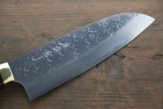 Takeshi Saji SRS13 Hammered Santoku Japanese Chef Knife 180mm with Black Micarta - Seisuke Knife