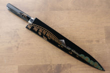  Takeshi Saji Blue Steel No.2 Colored Damascus Sujihiki 270mm Lacquered Handle with Sheath - Seisuke Knife