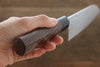 Ogata White Steel No.2 Damascus Migaki Finished Santoku  180mm with Shitan Handle - Seisuke Knife