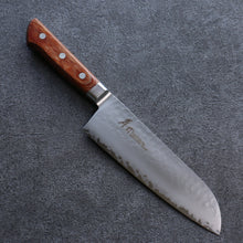  Sakai Takayuki VG5 Hammered Santoku  175mm Brown Pakka wood Handle - Seisuke Knife
