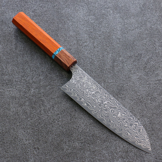 Yoshimi Kato R2/SG2 Damascus Santoku 170mm Padoauk(Turquoise Ring) Handle - Seisuke Knife