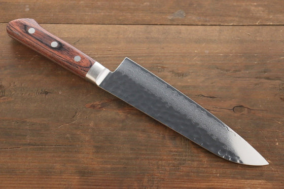 Seisuke VG10 33 Layer Damascus Santoku  180mm Mahogany Handle - Seisuke Knife