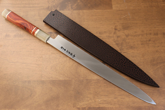 Sakai Takayuki Tenryu Uzushio Blue Steel No.2 Dragon Engraved Yanagiba 300mm Red Ebony Wood Handle with Sheath - Seisuke Knife