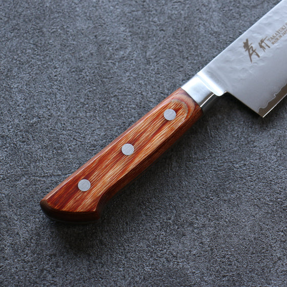 Sakai Takayuki VG5 Hammered Gyuto 210mm Brown Pakka wood Handle - Seisuke Knife