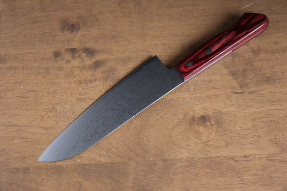 Anryu VG10 Damascus Santoku Japanese Knife 170mm with Red Pakkawood Handle - Seisuke Knife
