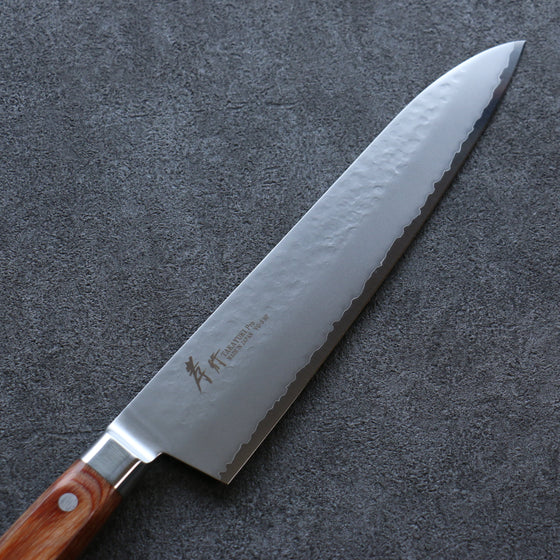 Sakai Takayuki VG5 Hammered Gyuto 240mm Brown Pakka wood Handle - Seisuke Knife