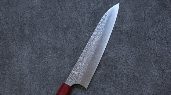 Yoshimi Kato Minamo R2/SG2 Hammered Gyuto 210mm Shitan (ferrule: Red Pakka wood) Handle - Seisuke Knife