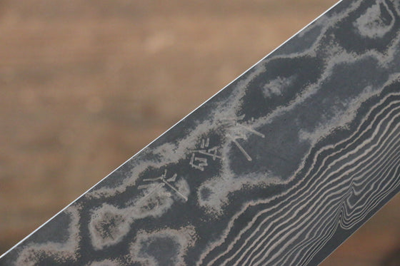 Takeshi Saji VG10 Black Damascus Gyuto Japanese Knife 240mm Brown Cow Bone Handle - Seisuke Knife
